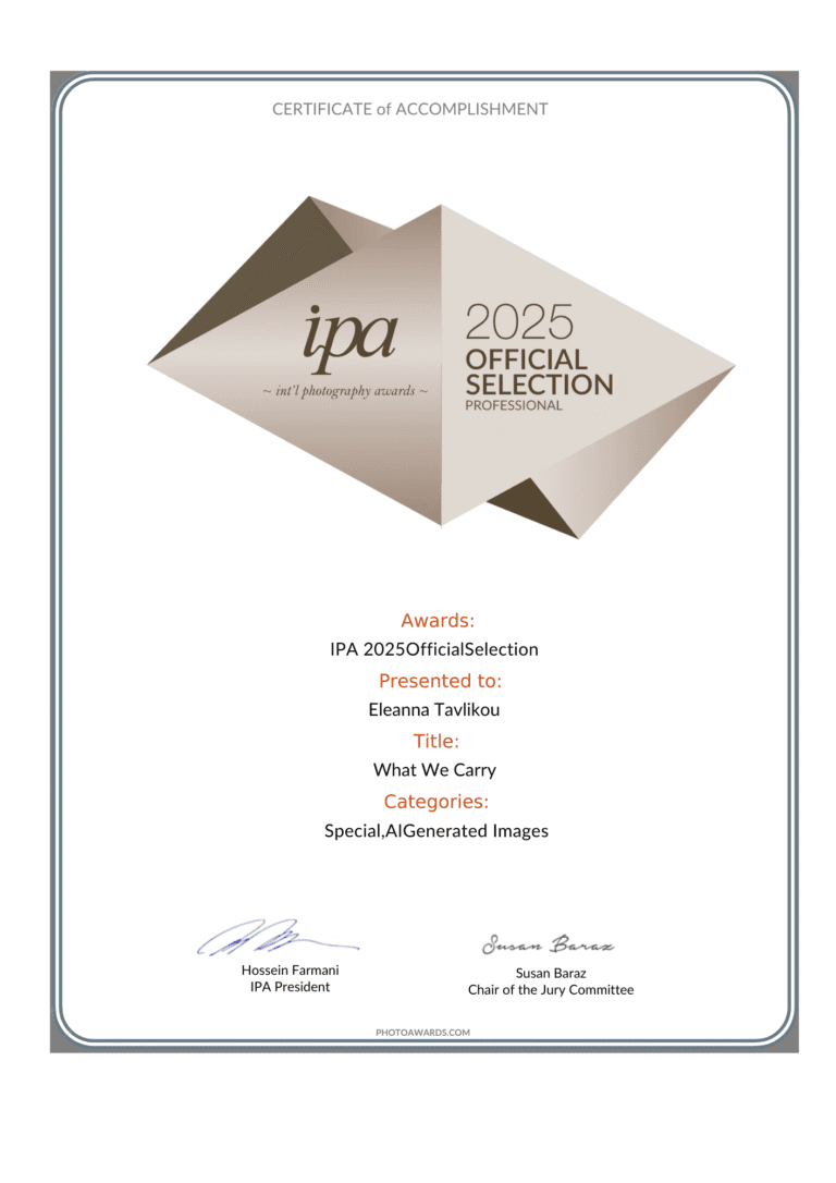 what-we-carry-official-selection-international-photography-awards-certificate